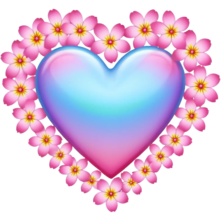 sakura heart with a rainbow border emoji