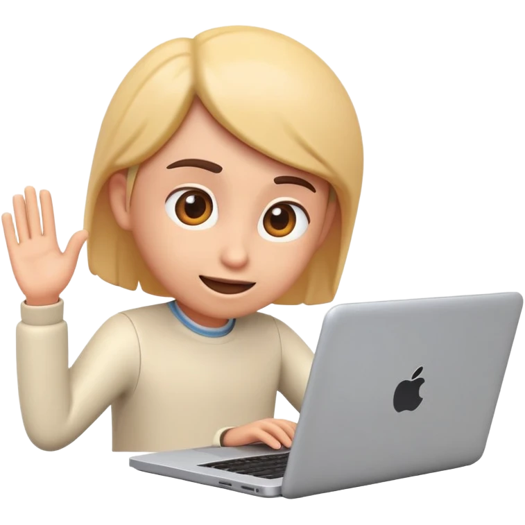 Online course, laptop screen with a person emerging teaching something. Lesson, video course, semi 3D emoji style emoji