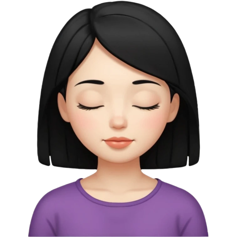 девушка с черными волосами с расслабленным лицом и закрытыми глазами emoji
