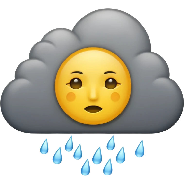 a sun with a large cloud blocking it with rain no face at all emoji