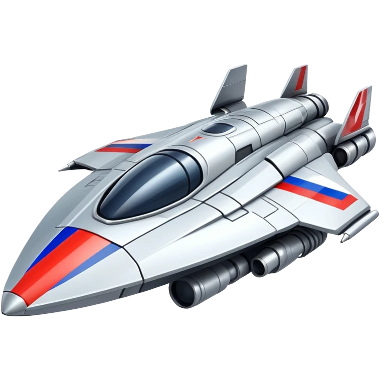 Futuristic war spaceship with Russian flag colors, sleek design emoji