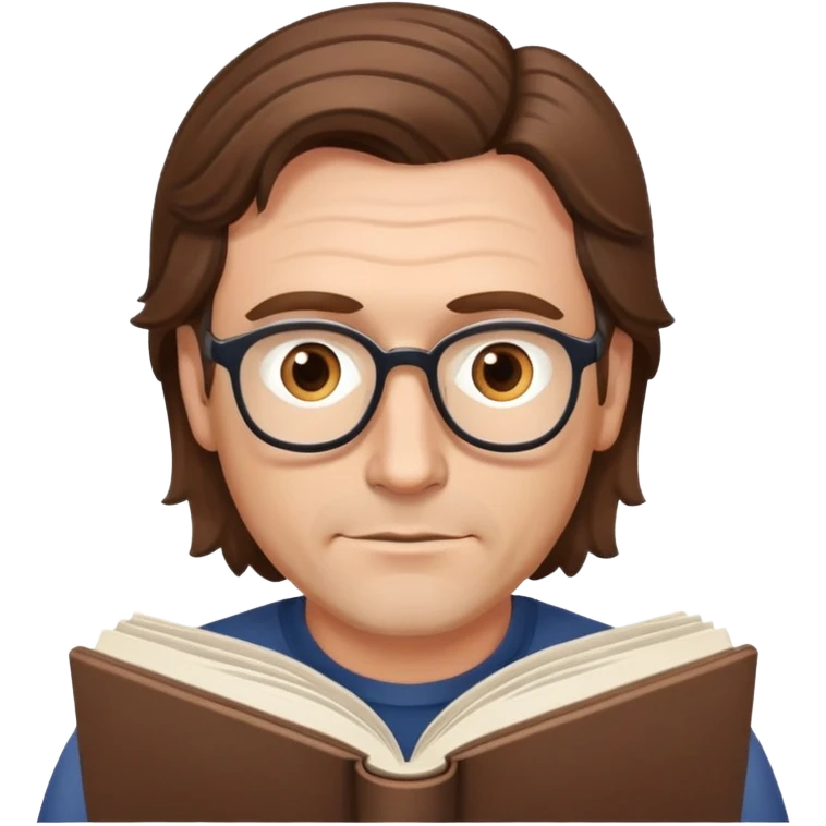 man in his forties with slightly wavy hair, no glasses, reading a book emoji