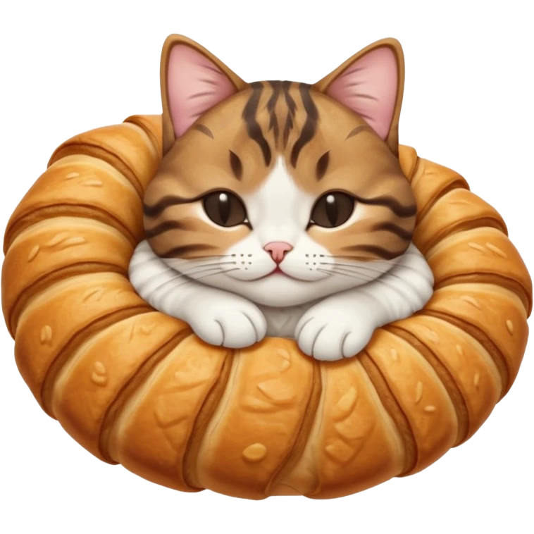 dark brown tabby and white cat in crossaint position upside down with eyes closed emoji