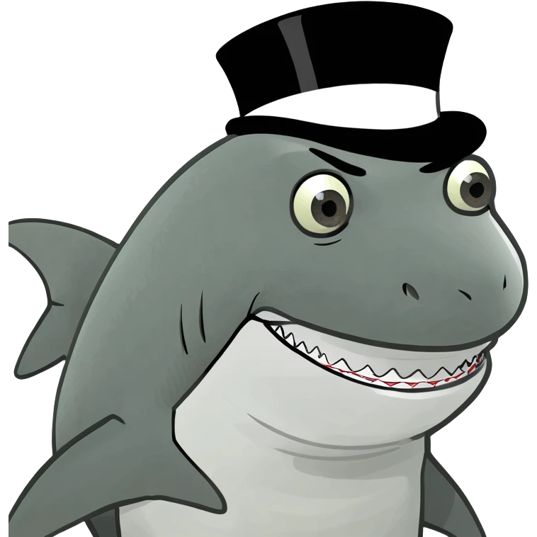 Shark with a top hat emoji