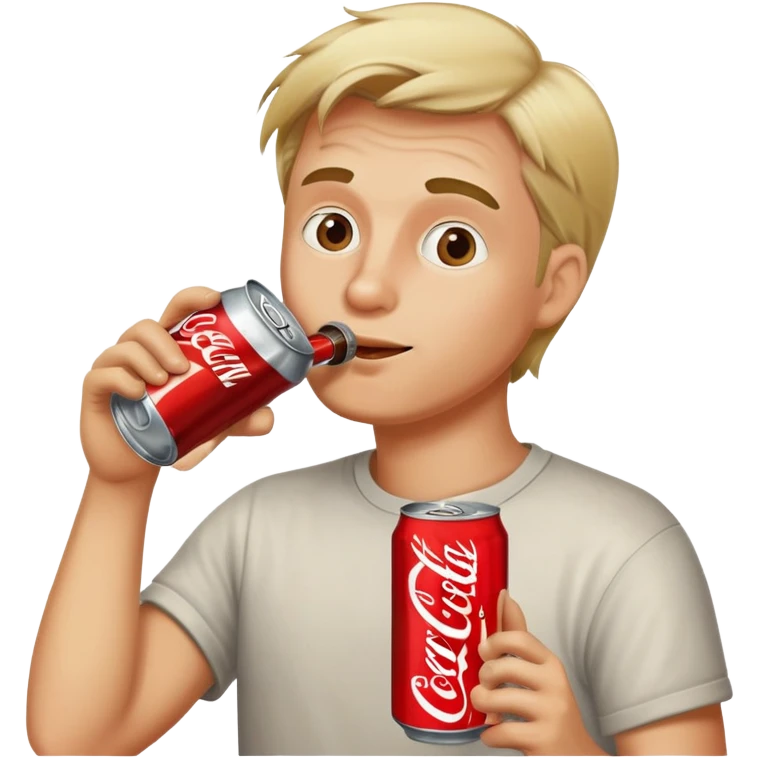 dirty blond man drinking a can of coke emoji
