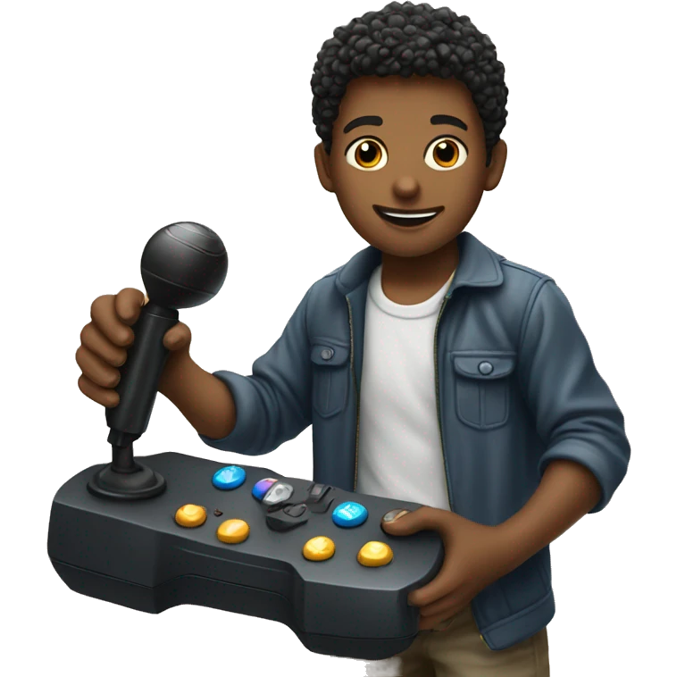 a boy with a joystick emoji