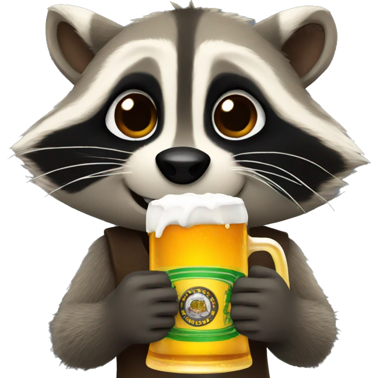 Raccoon drinking beer emoji