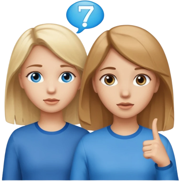 Two girls one with blond hair and one with brown hair both blue eyes with speech marks saying  six seven  emoji