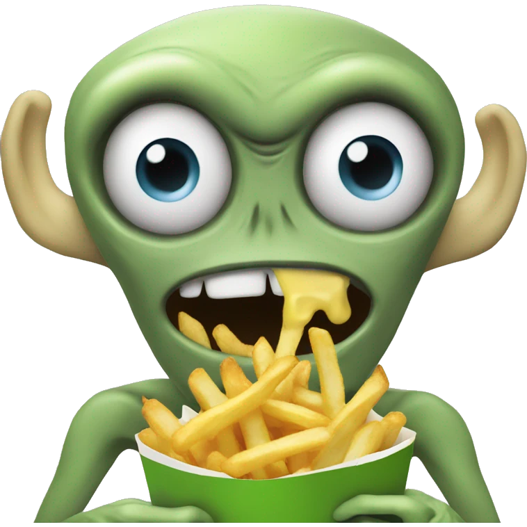 alien eating fries emoji