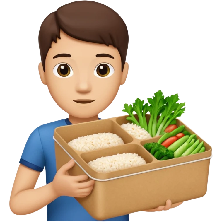 create an emoticon of a retangular lunch box made of kraft paper, with inside rice, beaf and green vegetables in a ordered way, like 3 strips. The lunch box should be the most similar to this real one..

https://i.postimg.cc/FKcHz1tk/Screenshot-2025-11-11-alle-16-06-29.png emoji