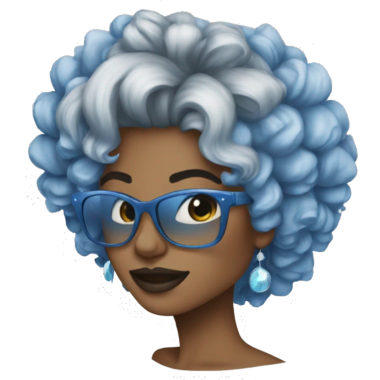 rock and roll mulher cabelo azul emoji