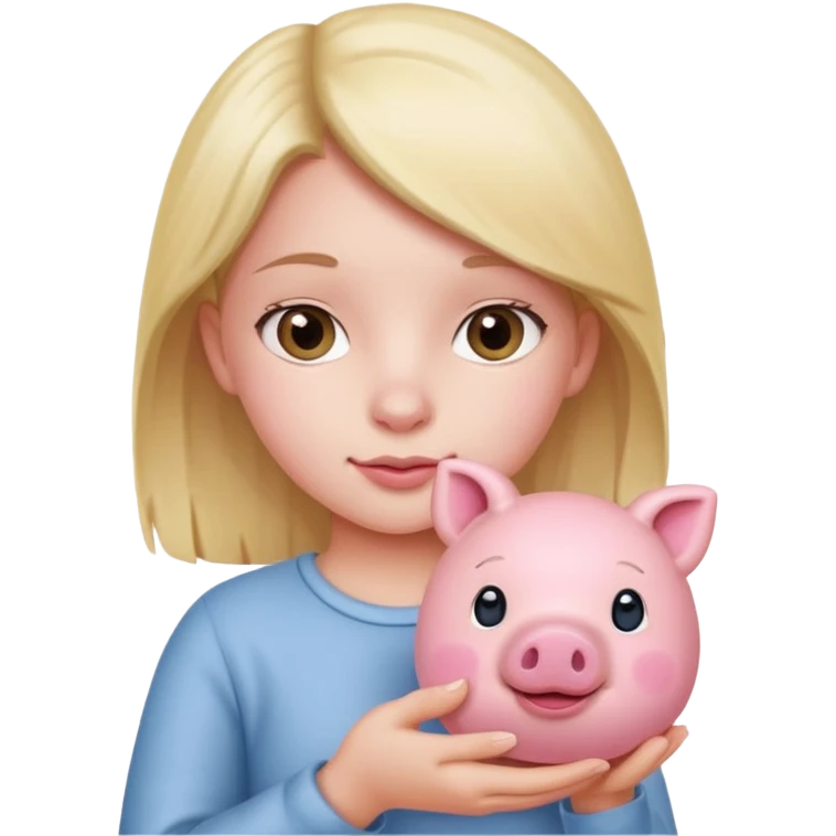 girl holding real piggy emoji