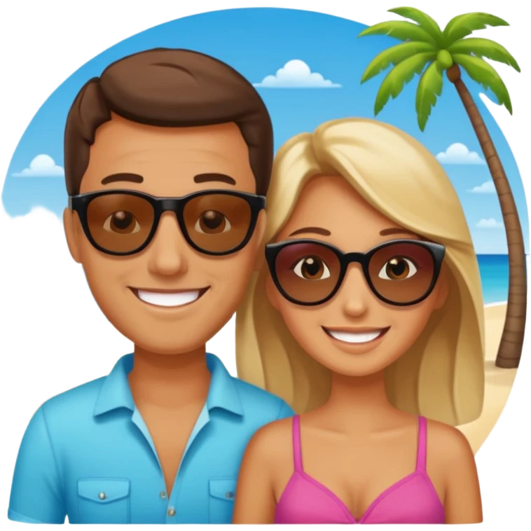 Девушка и мужчина вдвоем в отпуске  emoji