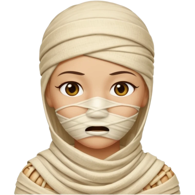 The mummy girl with her mouth closed emoji