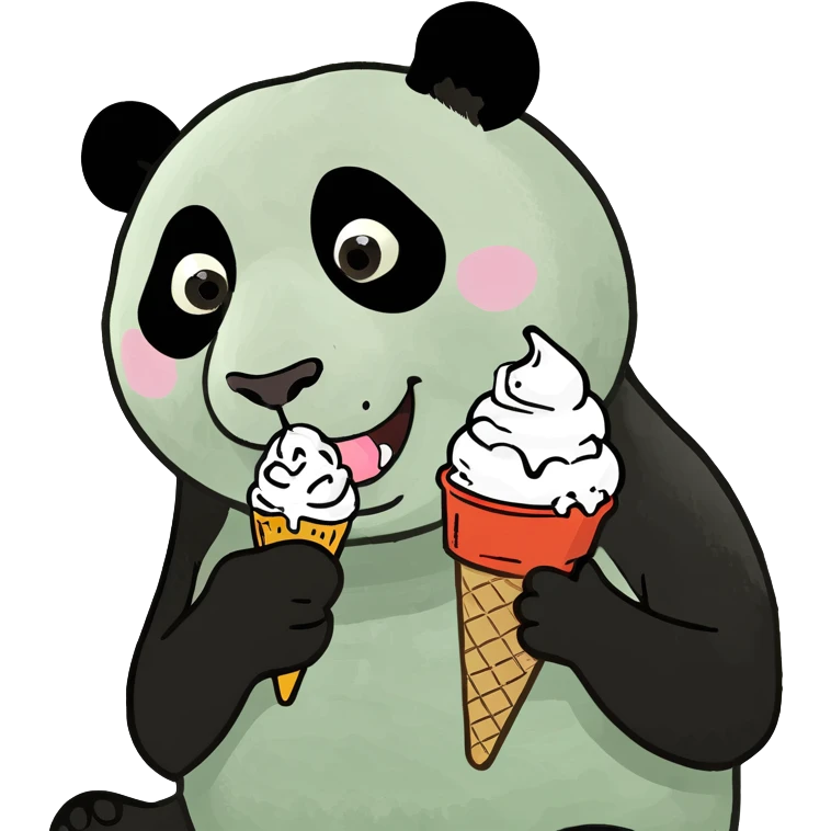Panda eating ice cream emoji