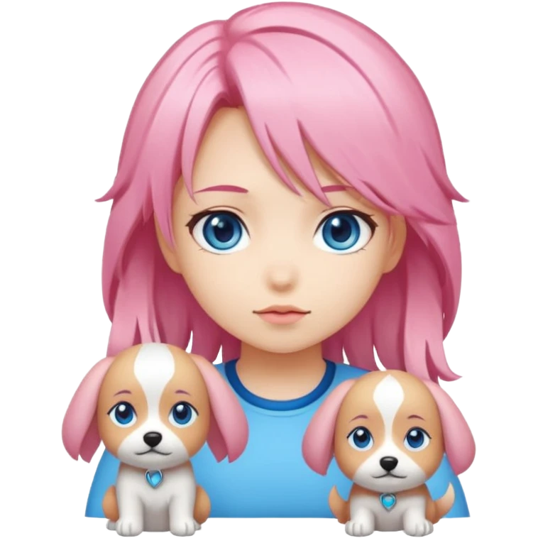 "Chibi-Anime-Girl mit Hundeohren, pinken Haaren, großen blauen Augen und breitem Grinsen." emoji