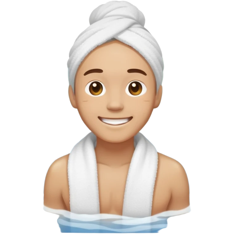 Person smiling in hot spring with steam rising emoji
