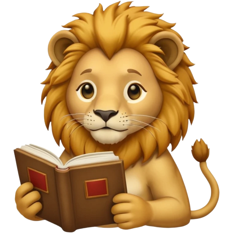 lion reading book emoji