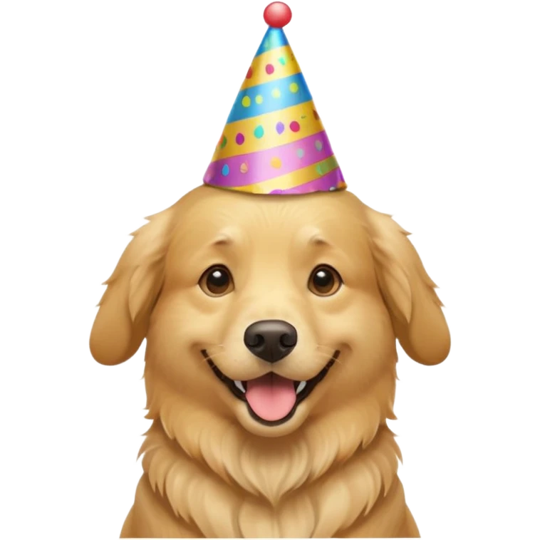 golden retriever at a birthday party emoji