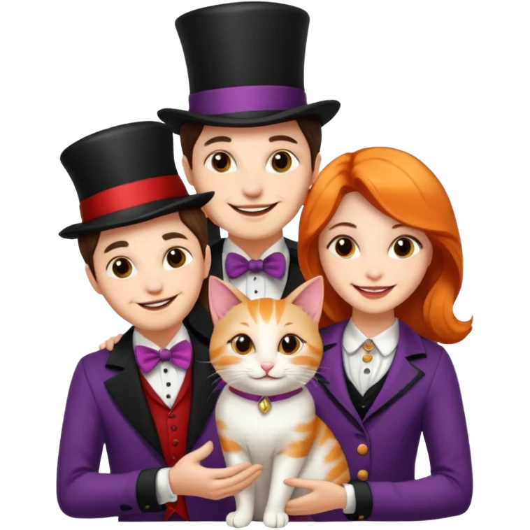 magician couple and their pet cat emoji