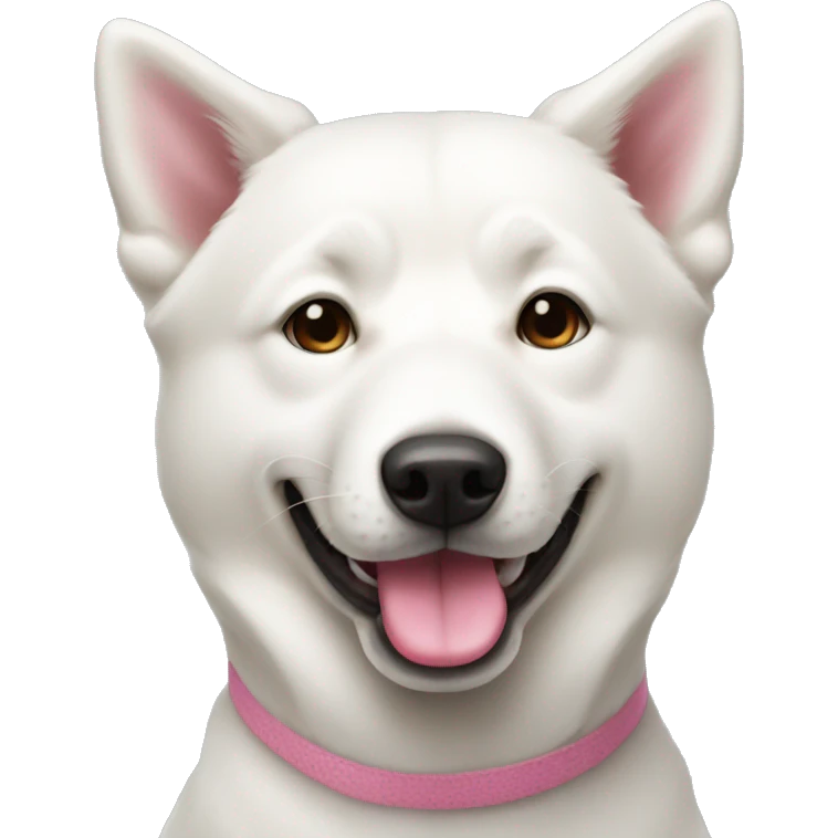 White jindo with pink nose emoji
