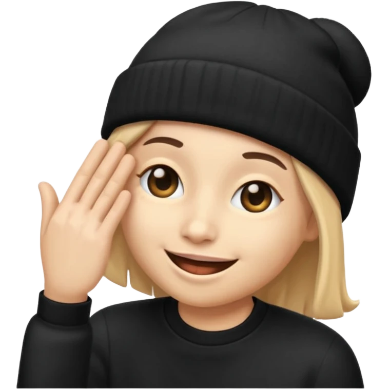 Emoji with black beanie hat pulled down over eyes emoji