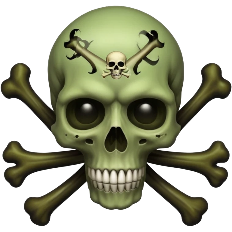 a poisonous cloud of gas, dark swamp color, with an image of a skull and two crossed bones behind the skull emoji