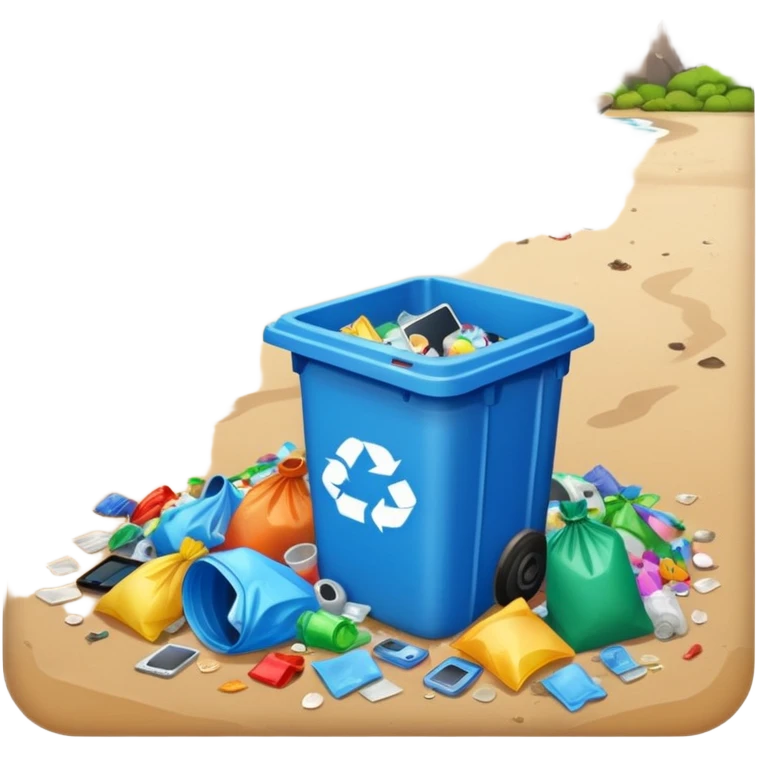 beach with plastic trash emoji