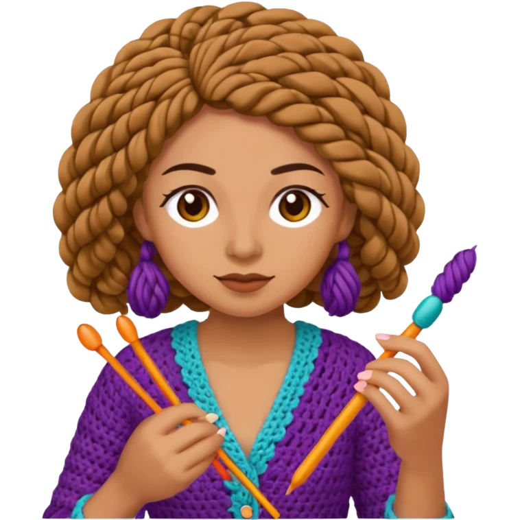 Pegatinas de Mujer tejiendo crochet  emoji