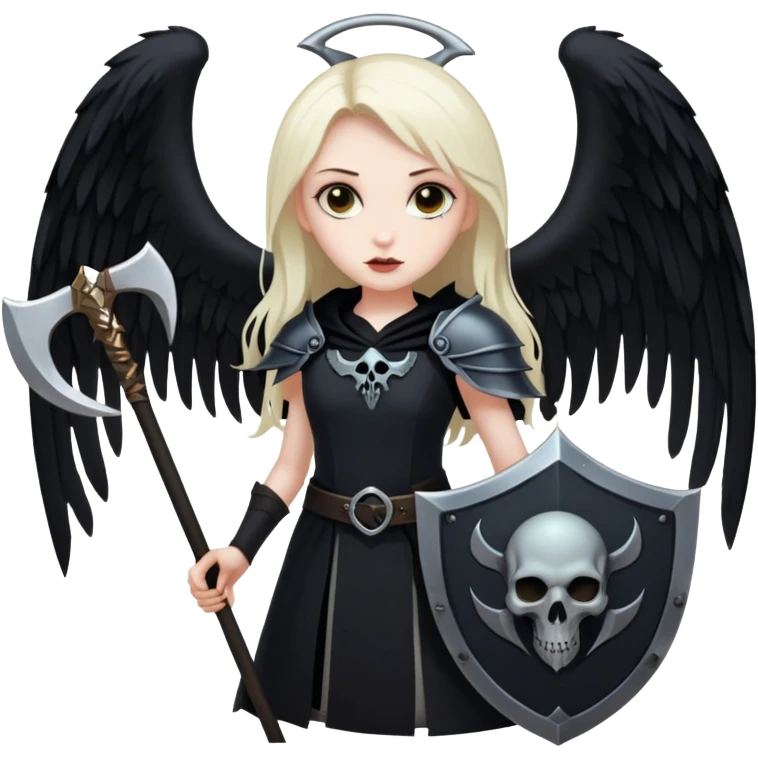 Necromancer girl with wings, a scythe and shield emoji