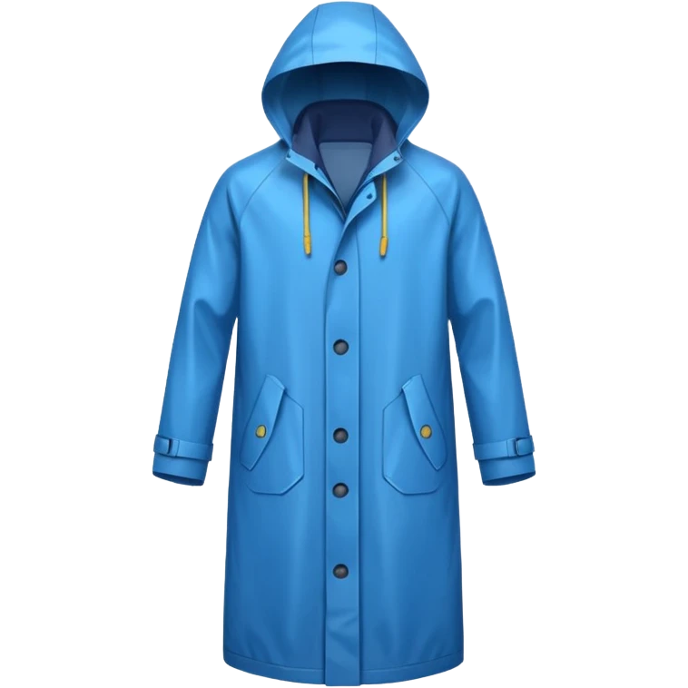 blue raincoat, just rain coat, negative: object. emoji