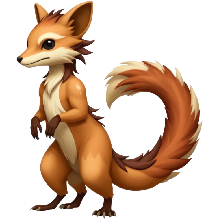 Cool furry anthropomorphic fantasy-Vernid-creature by LiLaiRa with a long tufted tail (full body) emoji
