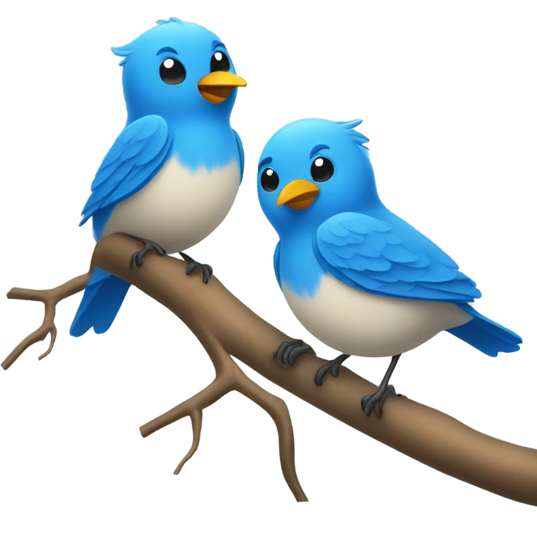 Cartoon blue birds on a tree emoji