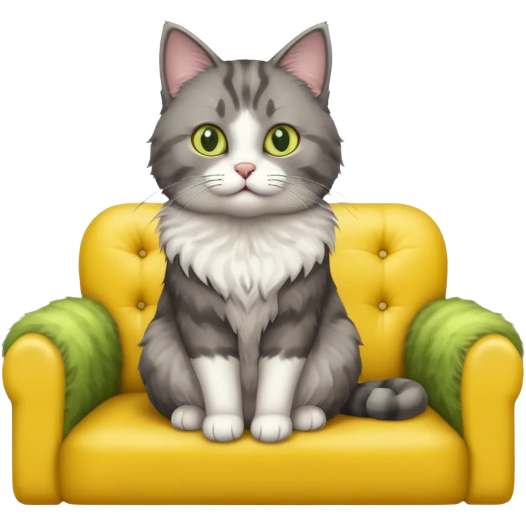 realistic cat in a yellow sofa emoji