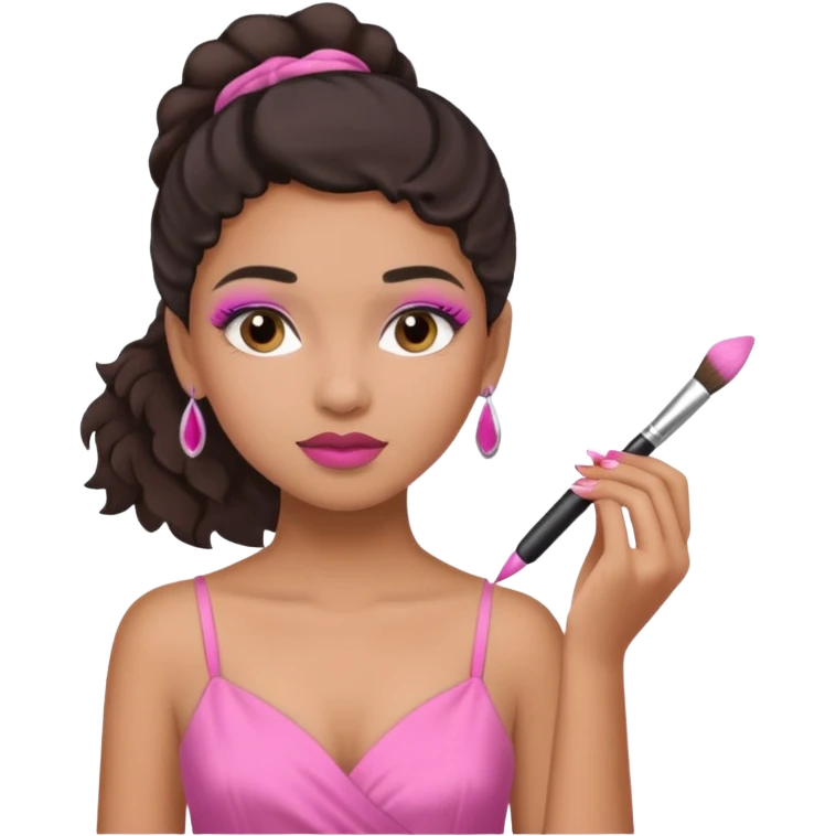 Draw a mixed-race girl applying makeup. emoji