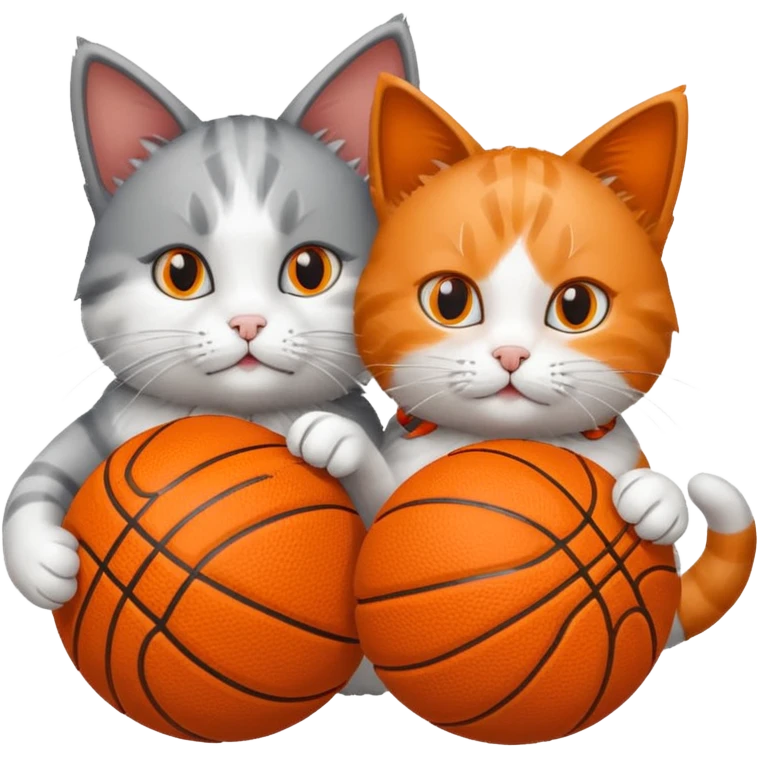 2 cats spinning basketballs emoji