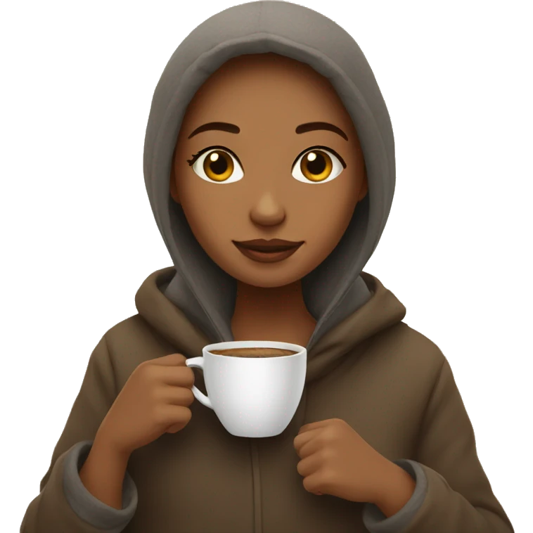cozy girl with coffee emoji