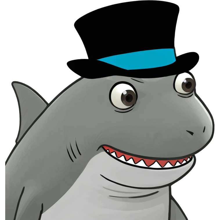 Shark with a top hat emoji
