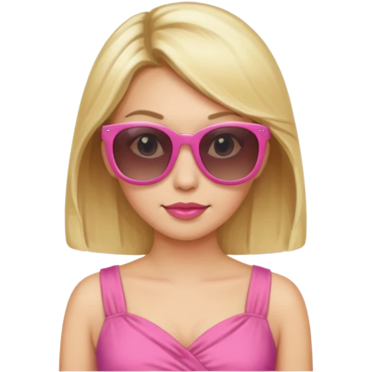 dior women with long blonde hair, pink dress, wear sun glasses emoji