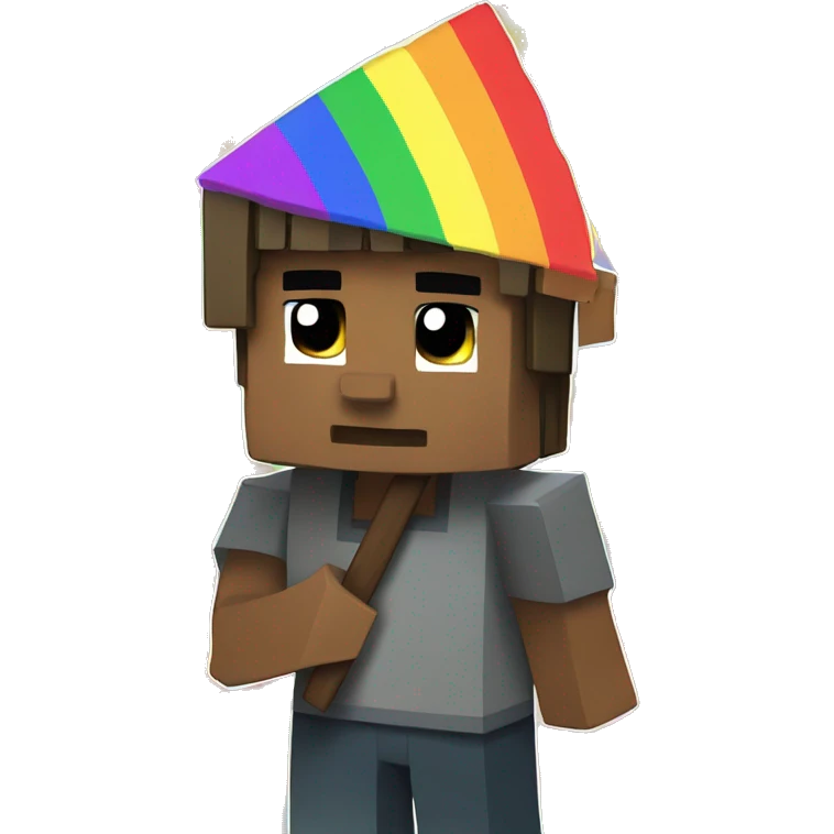 Rainbow Minecraft dude with flag  emoji