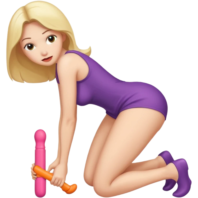 Woman bent over naked with a dildo in her ass emoji