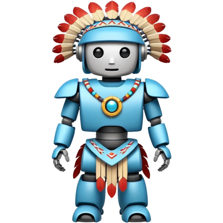 Full Robotic figure wearing native American regalia emoji