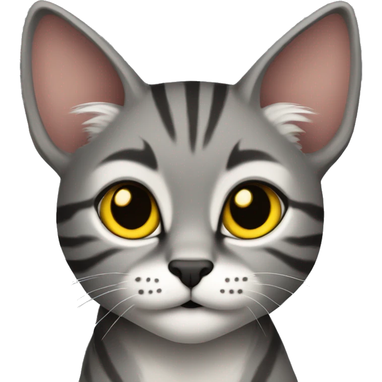 Pointed ears like lynx sleek small cat with black fur only and a fully body with yellow eyes emoji