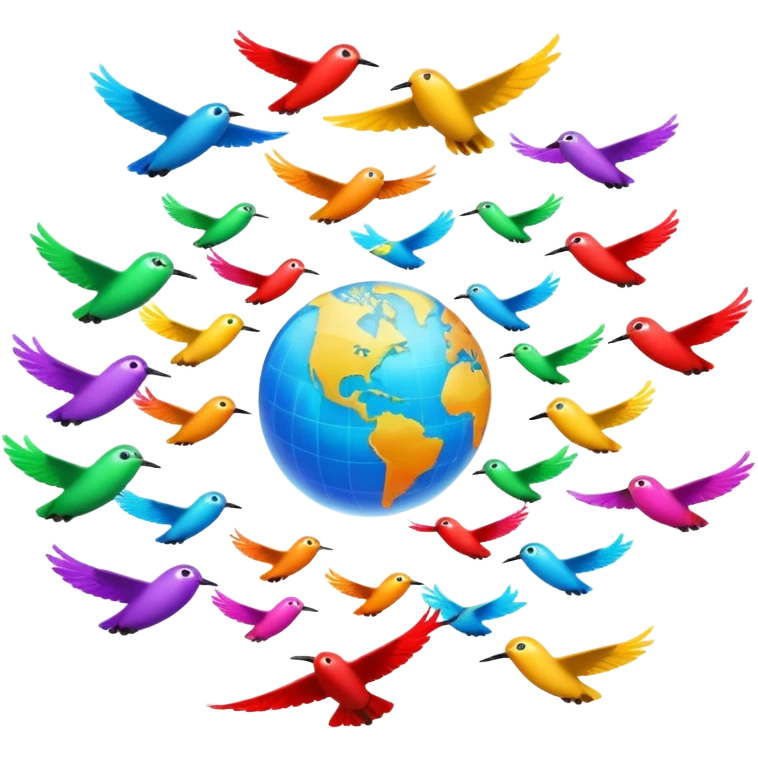 Create a realistic emoji of multiple languages flying around  emoji