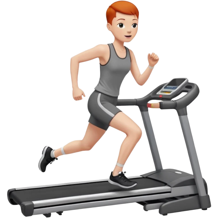 redhead person with buzzcut running on treadmill emoji
