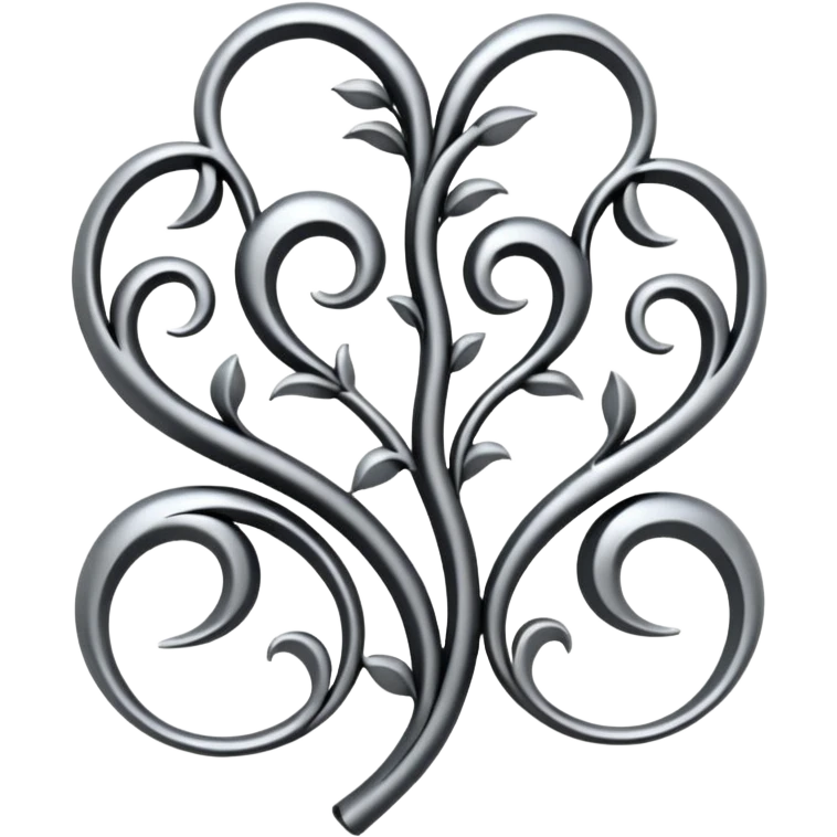 Black and silver filigree vine design, 3D, extremely detailed design emoji