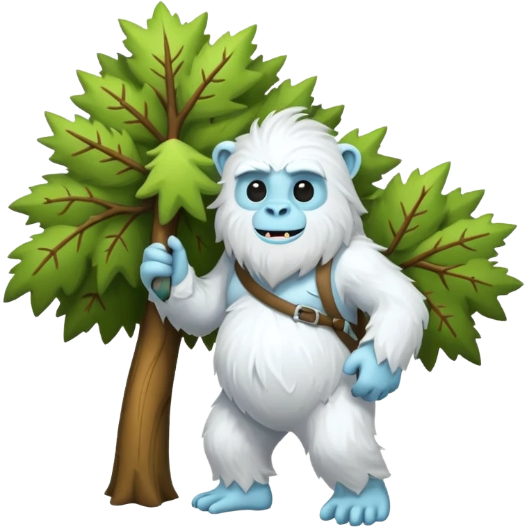 yeti, carrying a big tree emoji