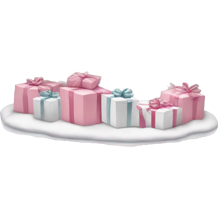 Light pink Christmas gifts under a white Christmas tree  emoji