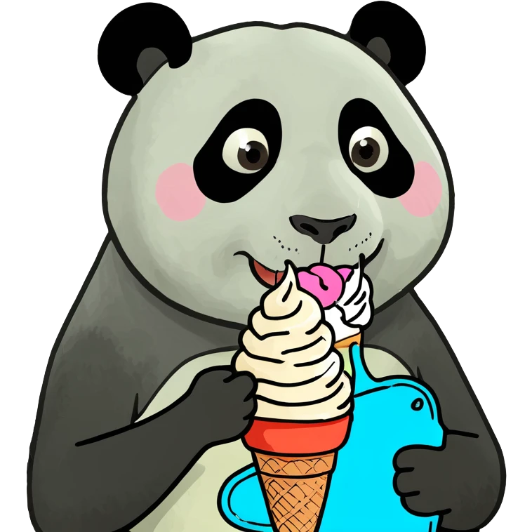 Panda eating ice cream emoji