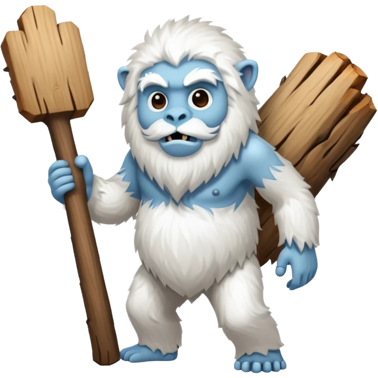 yeti, carrying a big wood emoji
